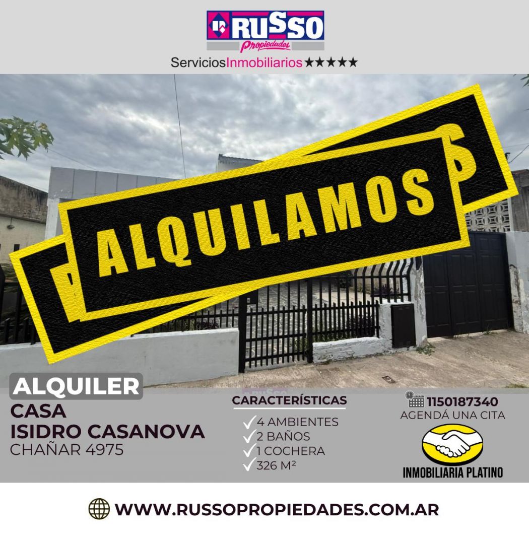 ALQUILER DE CASA EN La Matanza - Isidro Casanova