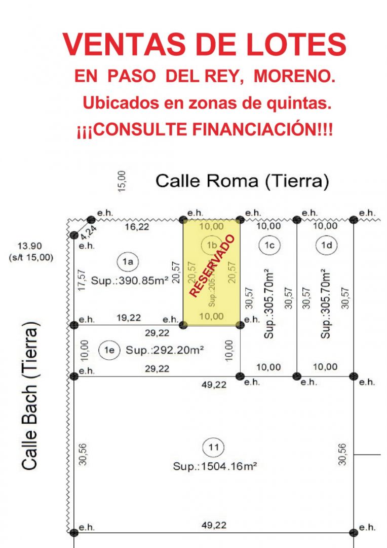 Lote en venta Paso Del Rey 