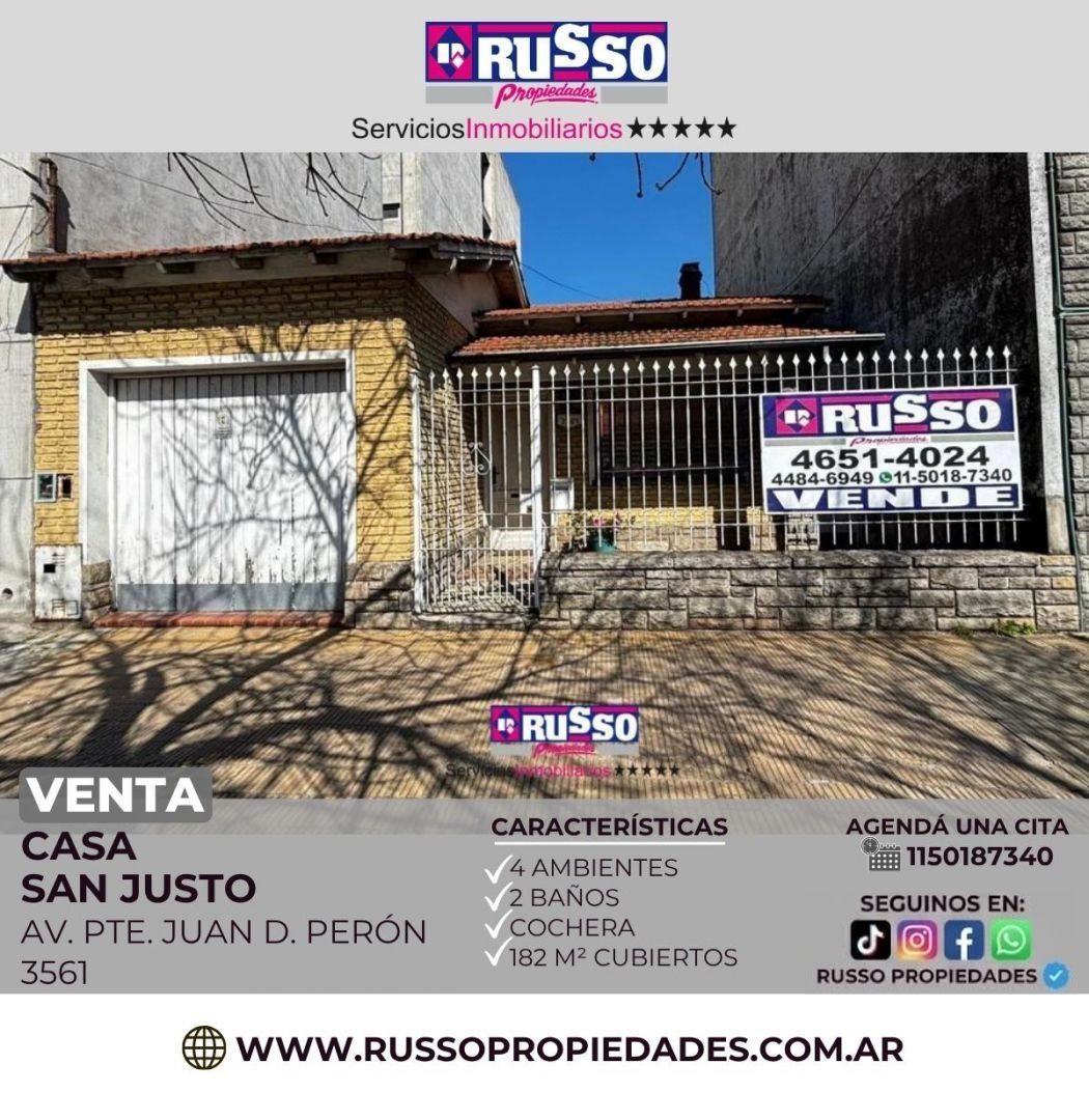 Casa en PERON, AV. PTE.  3500