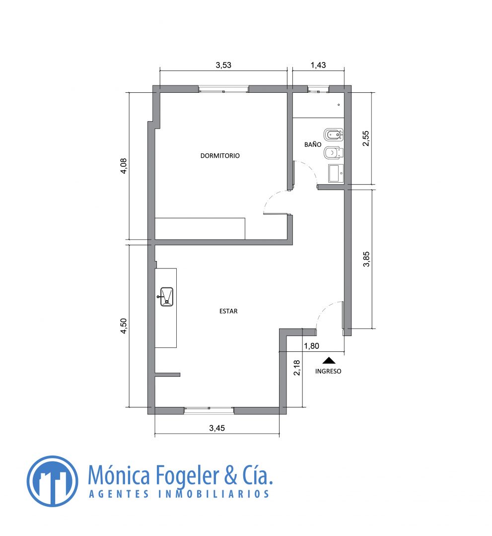 Plano 1 — En alquiler depto 1 dorm. Barrio palomar en Posadas Misiones