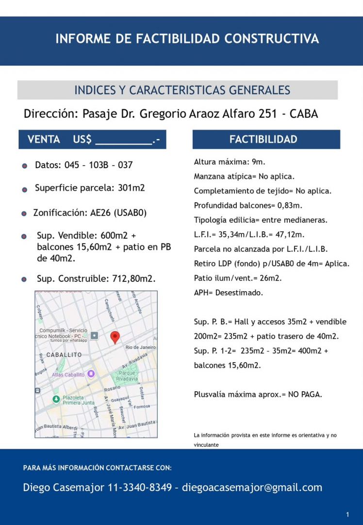 Lote en Venta en Caballito, Capital Federal