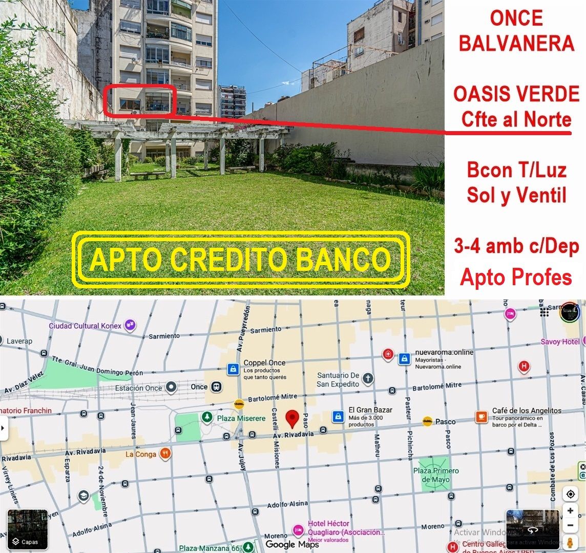 Departamento en venta Balvanera 4 ambientes