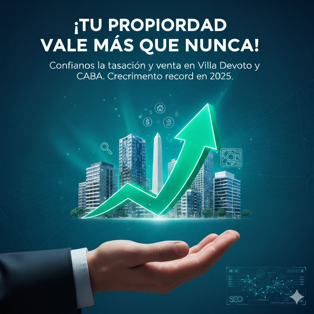 Tu Propiedad Vale Más Que Nunca! Confíanos la Tasación y Venta en Villa Devoto y CABA. Crecimiento Récord en 2025.