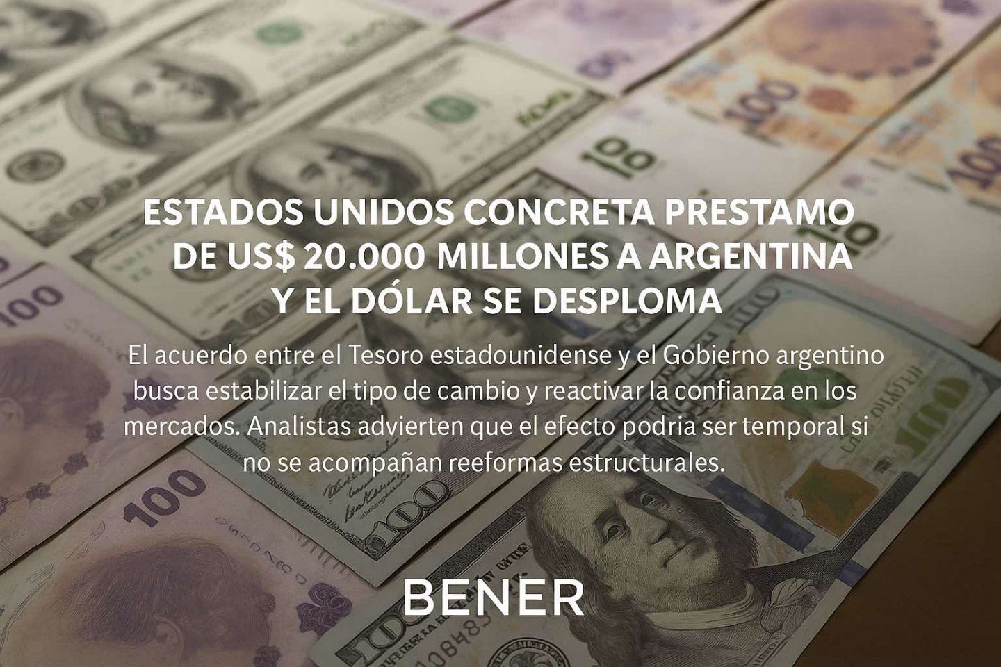 Estados Unidos concreta préstamo de US$ 20.000 millones a Argentina y el dólar se desploma
