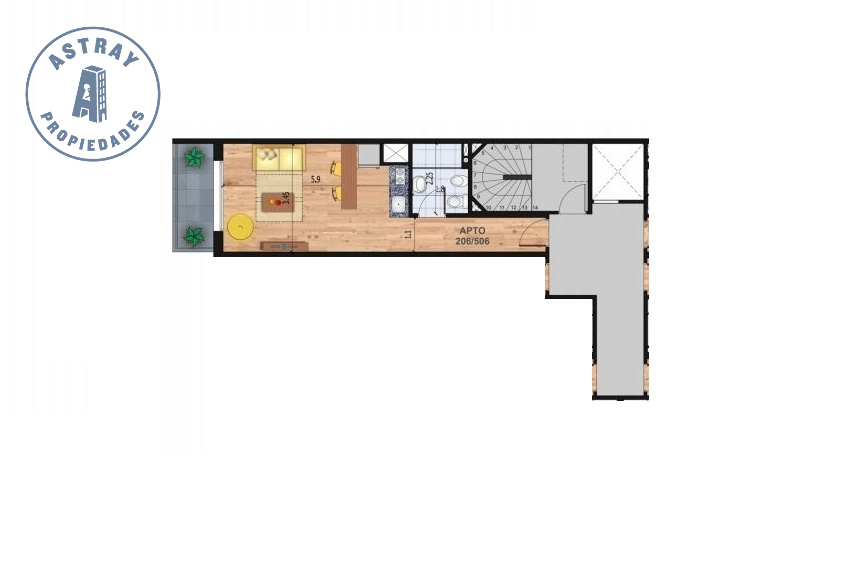 Apartamento en venta Pocitos monoambiente