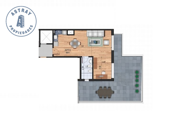 Apartamento en venta Pocitos monoambiente