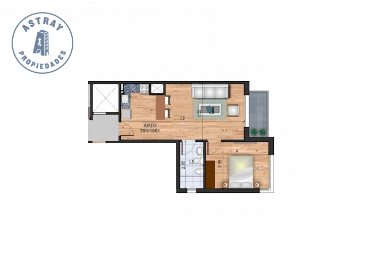 Apartamento en venta Pocitos 1 dormitorio